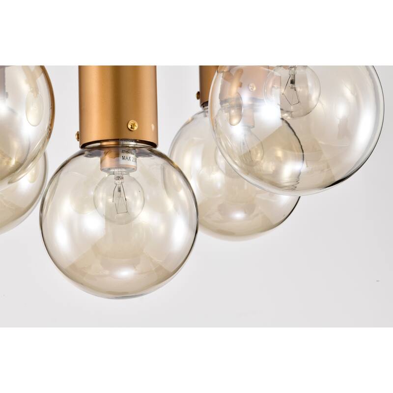 18" Wellmian 5-Light Matte Gold Semi-Flushmount Ceiling Lamp Mini Glass Globe Shades