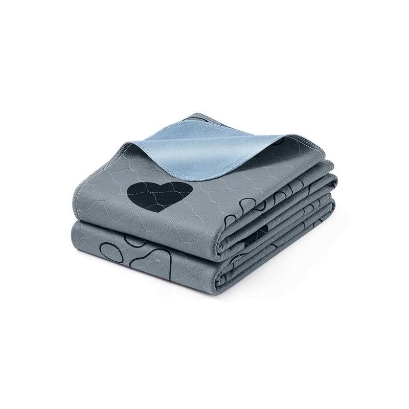 Gray Polyester Washable 2-Pack Dog Pee Pads with Waterproof Backing