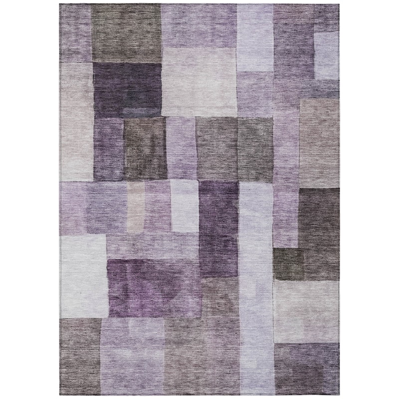 Machine Washable Indoor/ Outdoor Contemporary Geo Chantille Rug