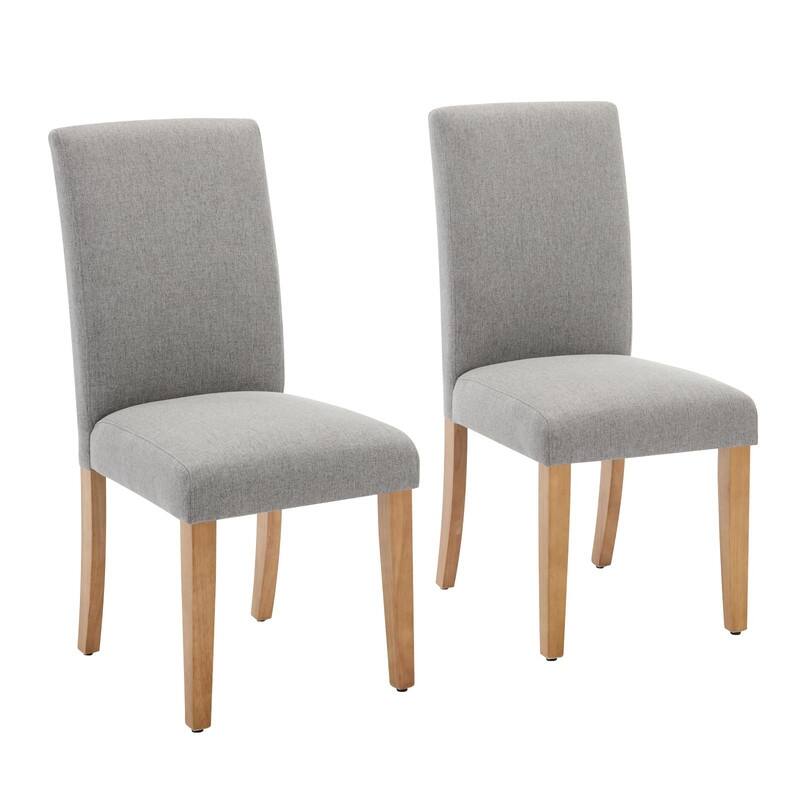 Set of 2 Modern Dining Chairs - Ergonomic Fabric Upholstered w/Wood Legs - 265lbs - Easy-Clean & Floor-Safe - 15 Min Assembly