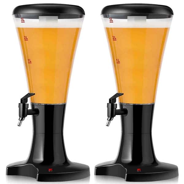 slide 2 of 9, Costway Set of 2 Cold Draft Beer Tower Dispenser 3L Plastic w/LED - See Details