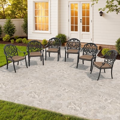 Stacking Patio Dining Armchair with Cushion