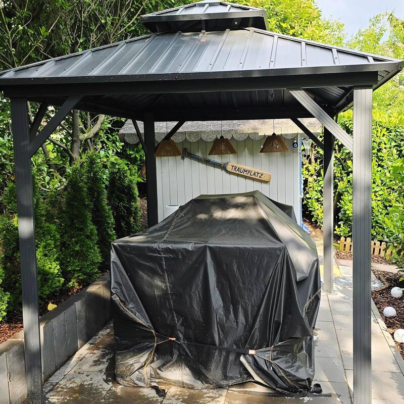PURPLE LEAF Outdoor Galvanized Steel Hardtop Gazebo, Aluminum Frame Gazebo With Curtains - 10' x 10'(Hot Sale) - Gazebos