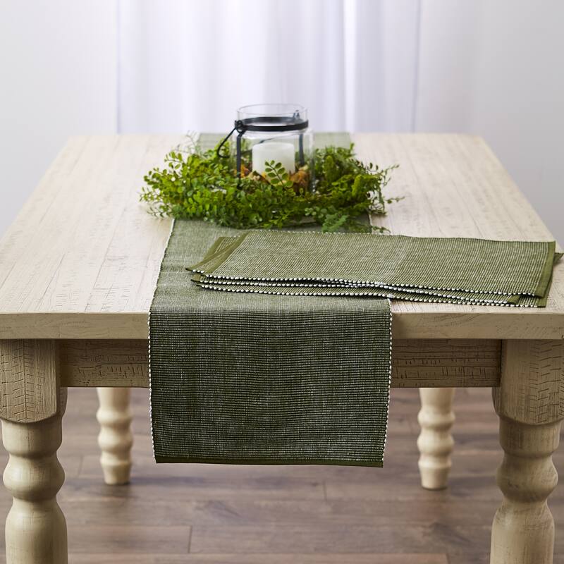 DII Black & White 2-Tone Ribbed Table Runner