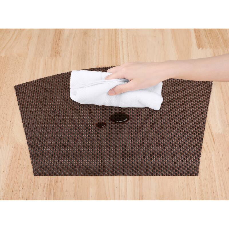 Placemats Set of 6 PVC Solid Placemats for Kitchen Dining Table Decor - 17*11.5Inch