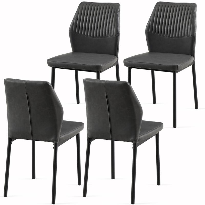 4PCS PU Metal Armless Dining Chair