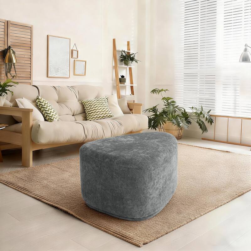 Modern Triangular Upholstered Accent Ottoman - Small - Rock Grey/S