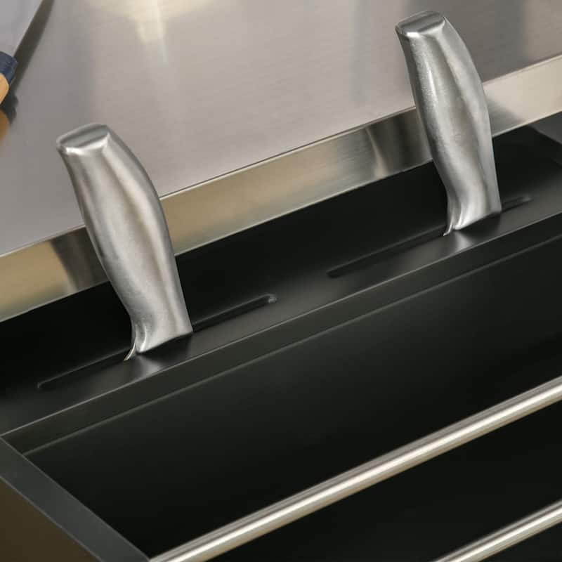 33" Rolling Kitchen Cart with Stainless Steel Countertop Drawer