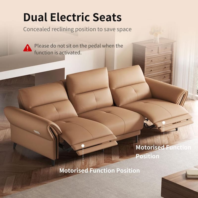 112.5'' Vegan Leather Power Reclining Sofa with USB Charging Port