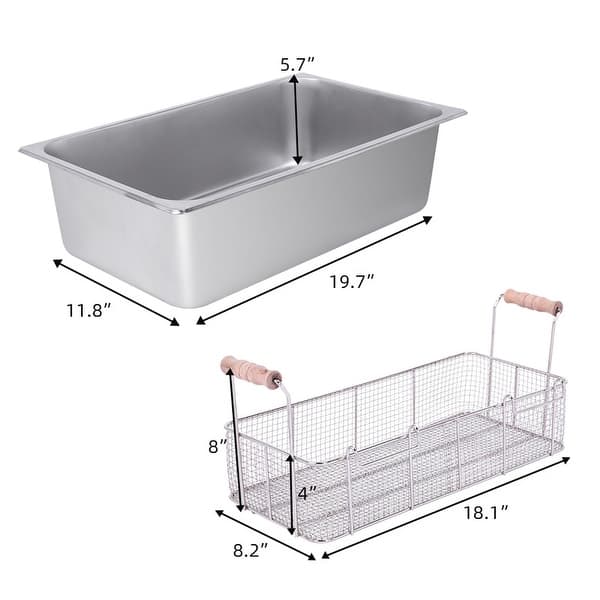dimension image slide 1 of 3, 23.26Qt/22L Stainless Steel Large Single-Cylinder Electric Fryer
