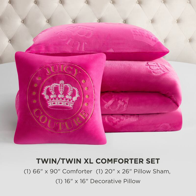 Juicy Couture Embossed Plush Crown Comforter Sets