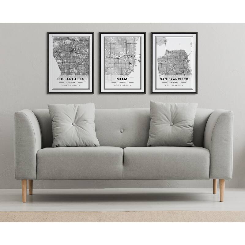 Kate and Laurel Sylvie San Francisco Modern Map Framed Canvas by Jake Goossen