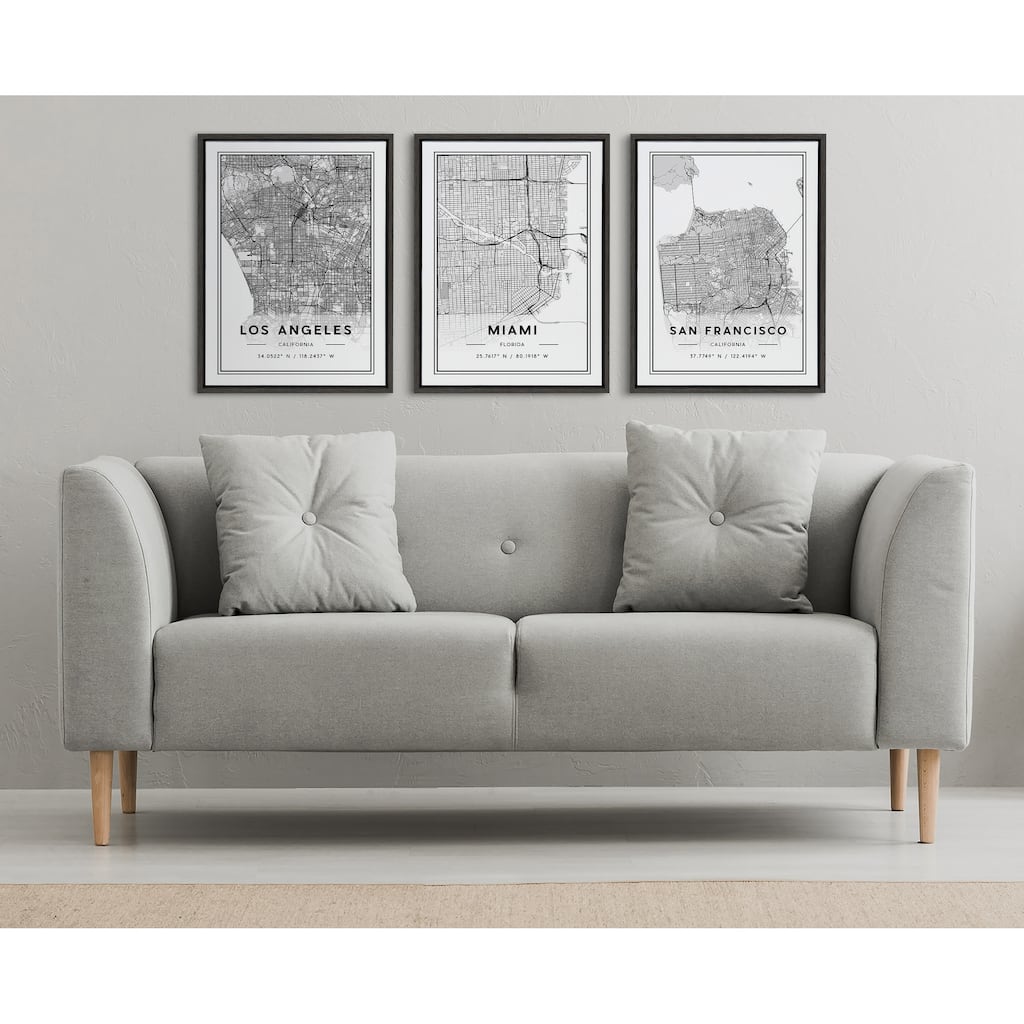 Kate and Laurel Sylvie San Francisco Modern Map Framed Canvas by Jake Goossen
