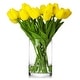 preview thumbnail 1 of 20, Enova Home 20 Pieces Artificial Real Touch Tulips Fake Silk Flowers Arrangement in Glass Vase with Faux Water for Home Decor Yellow