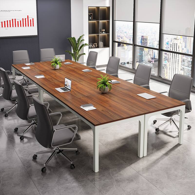 Modern Office 13FT Conference Table Set of 6, Large Rectangle Meeting Table, 78.74-Inch Long Business Seminar Table