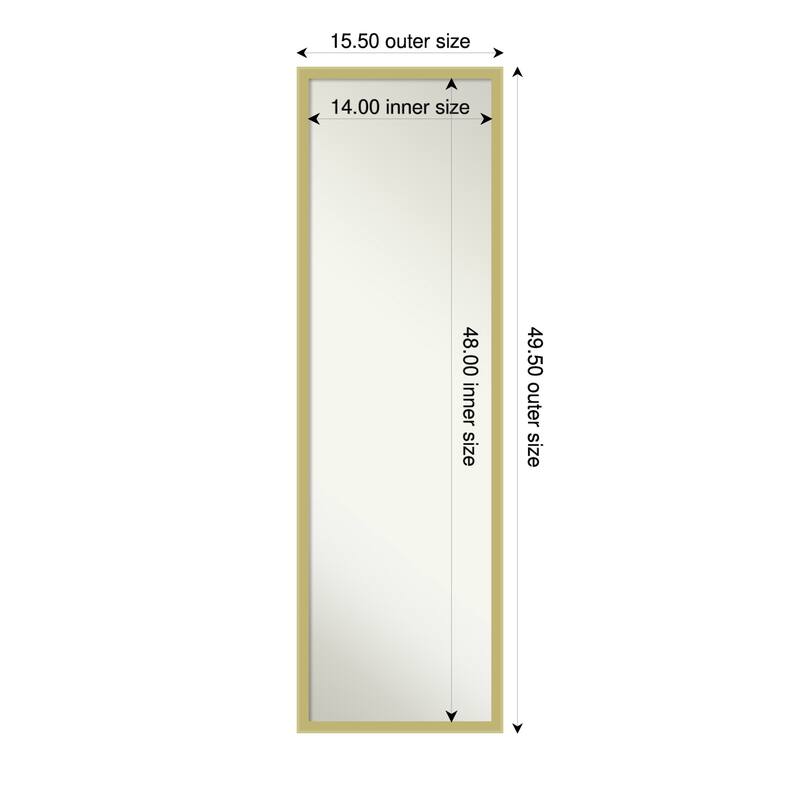 Incline Non-Beveled Wood Framed Full-Length On the Door Mirror - 16 x 50 in - Incline Light Gold