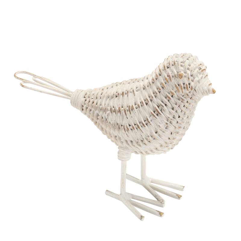 Wicker Bird Shelf Sitter Figurines - 7" - Set of 4