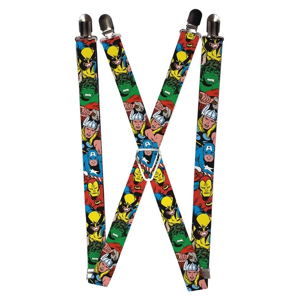 Buckle Down Men's Elastic Marvel Avengers Clip End Suspenders