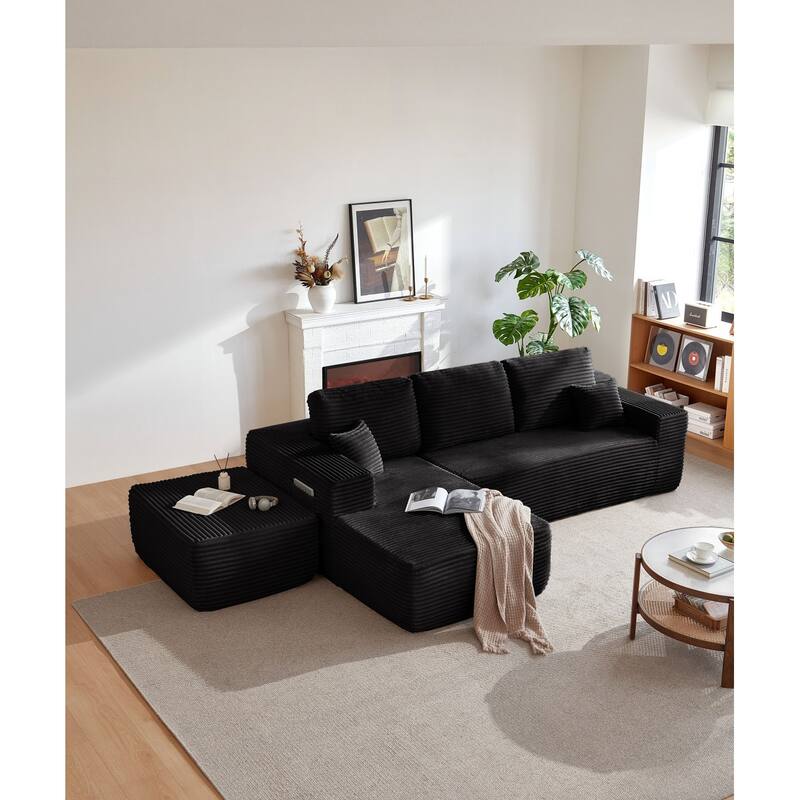 104'' L-Shaped Modern Modular Sectional Sofa with Moveable Ottoman