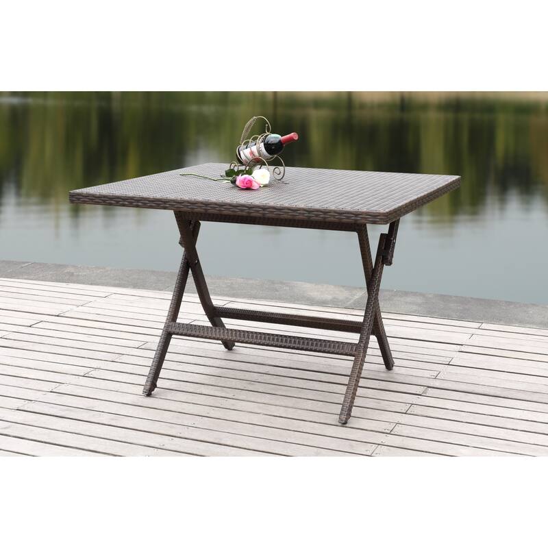 SAFAVIEH Outdoor Estrella Square Folding Table - 42Wx42Dx29H - Brown