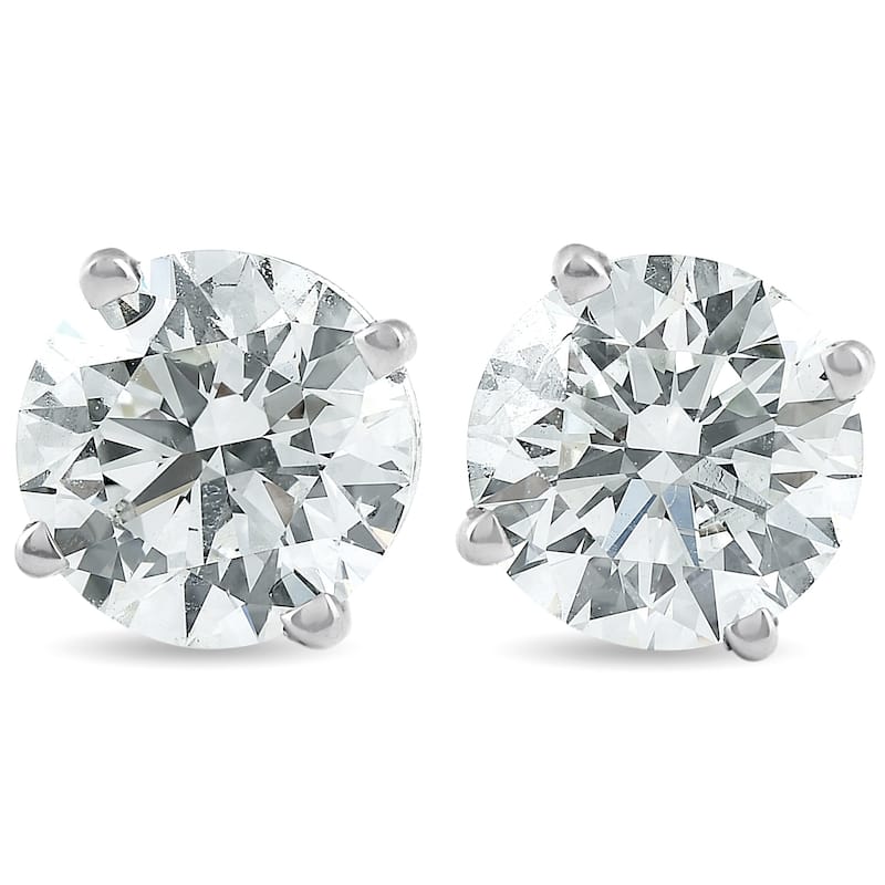 Bliss Diamond 2 Ct Platinum Diamond Screw Back Studs - White