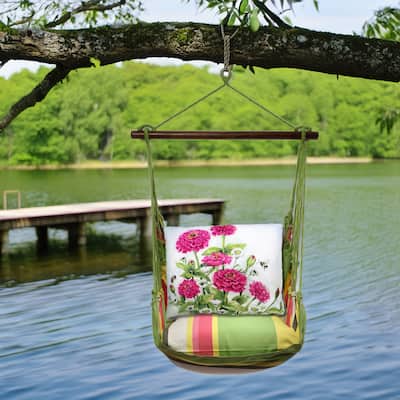 Magnolia Casual Swing Set 4 piece - Fresh Lime Stripe w/ Zinnias Pink