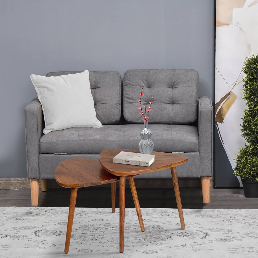 Wooden Grain Guitar Pick Style Nesting Side Table (Set of 2)