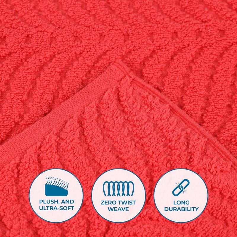 Superior Chevron Zero Twist Jacquard Cotton 3 Piece Bathroom Towel Set