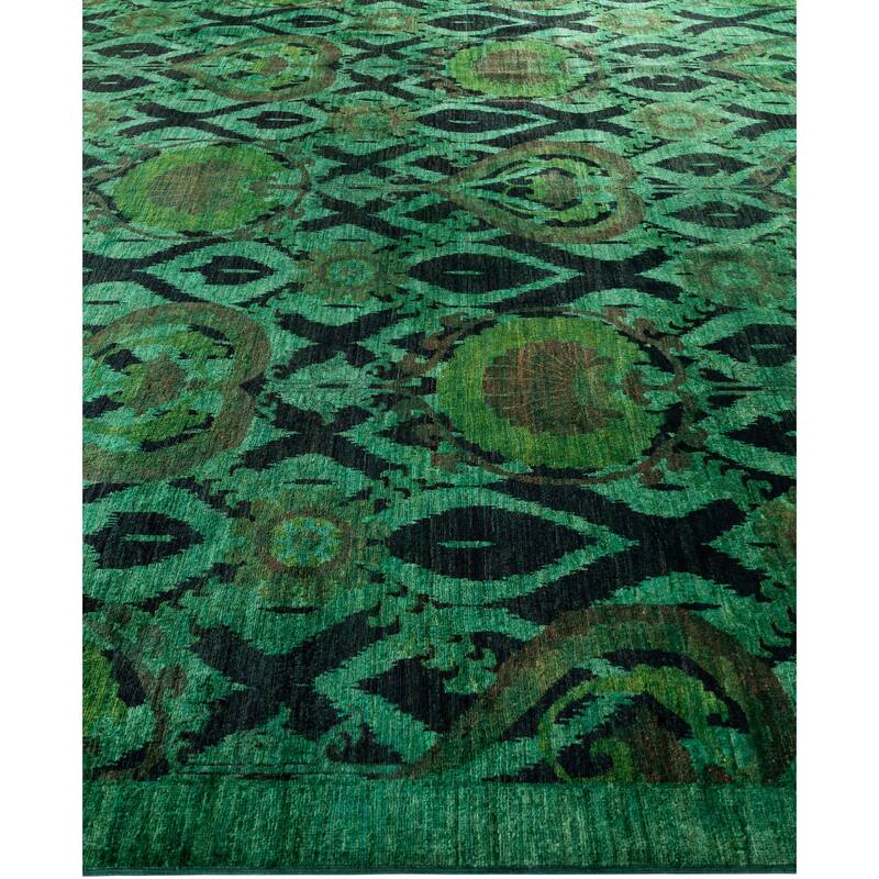 Overdyed One-of-a-Kind Hand-Knotted Square Area Rug - Green - 9' 10" x 10' 3"