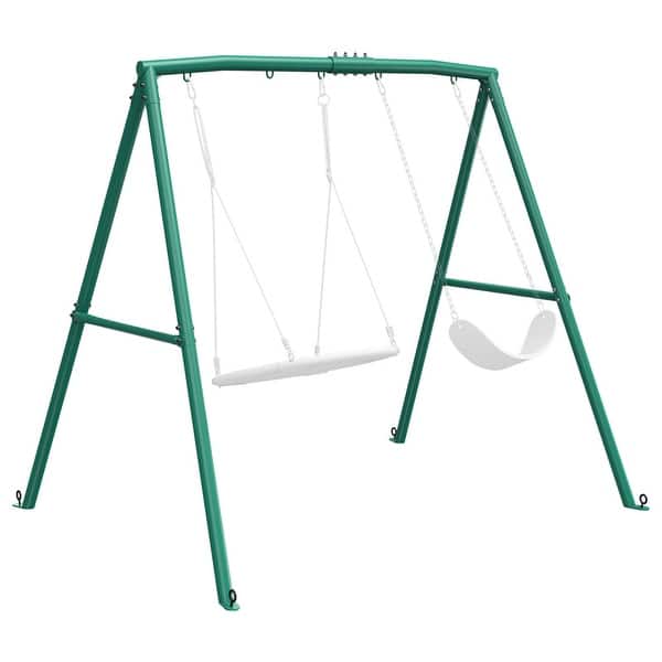 slide 2 of 8, 440lbs Heavy Duty A-Frame Metal Swing set Frame with 5 Hanging Hooks