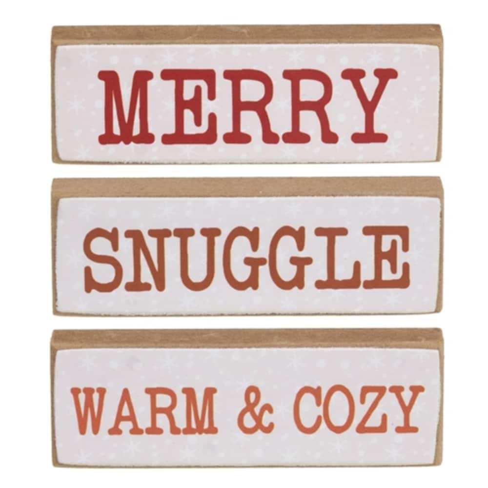 Snuggle Tiny Mini Wooden Sticks for Winter Shelf Decor - 3 Asstd. - 3" x 0.50" x 1"