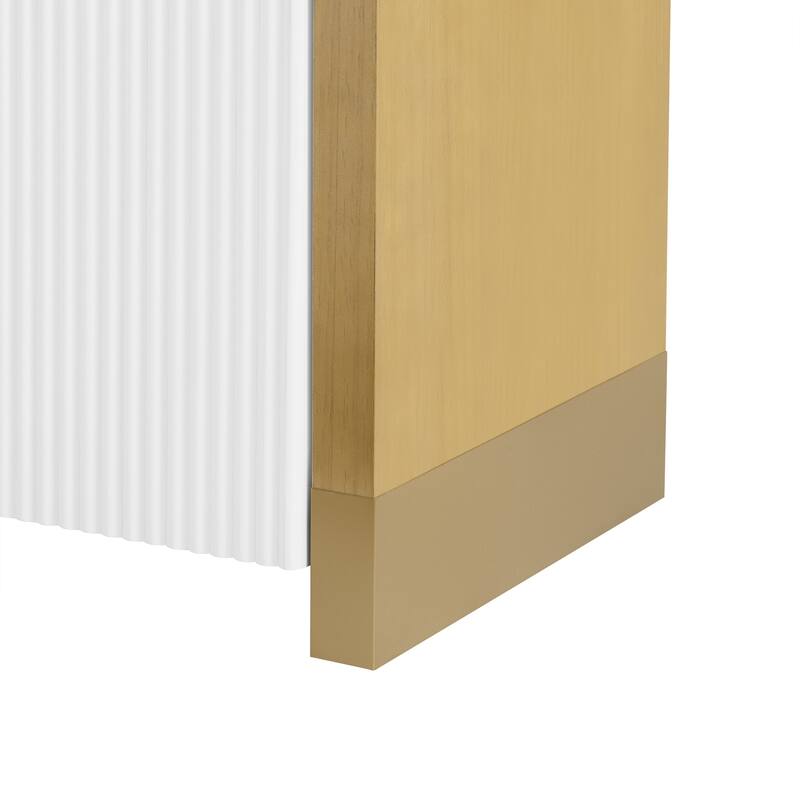 59.8" Sideboard Buffet Cabinet with arched ceiling and 4-door Pine veneer Storage Cabinet with Adjustable Shelves