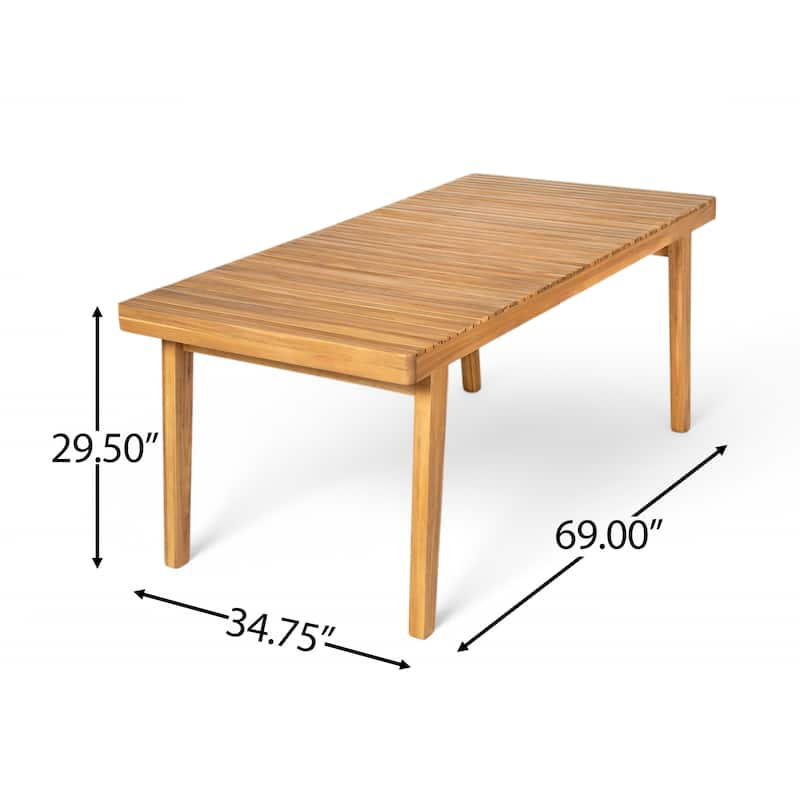69" Acacia Wood Outdoor Dining Table With Slatted Top, 300 Lbs Weight Capacity, Ideal For Patio & Garden Gatherings