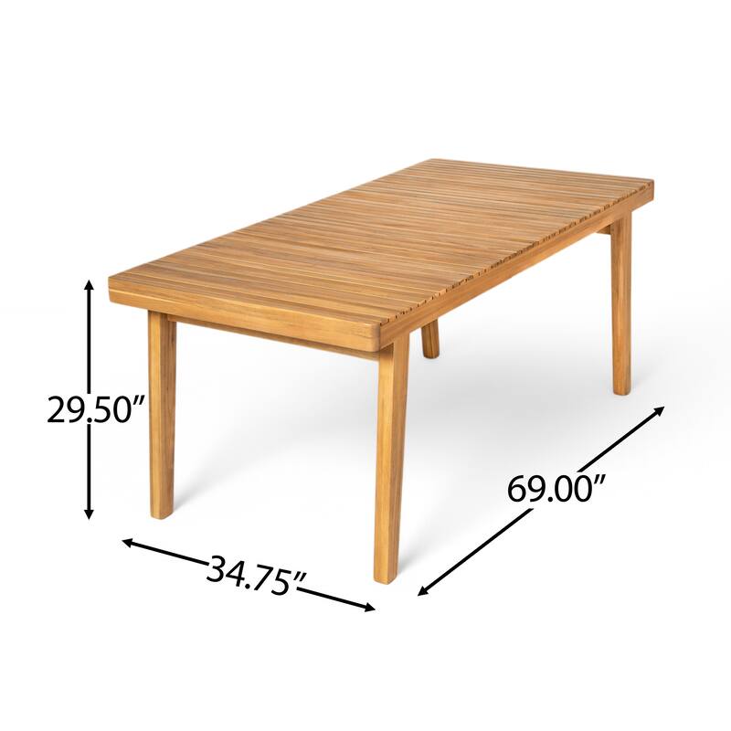 69" Acacia Wood Outdoor Dining Table with Slatted Top, 300 lbs Weight Capacity, Ideal for Patio & Garden Gatherings