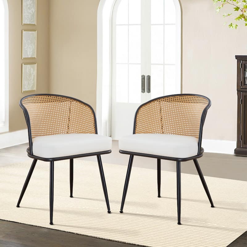 Upholstered Rattan Dining Chairs with Metal Legs Set of 2/4 - 29.92"H x 20.5"W x 23.03"D