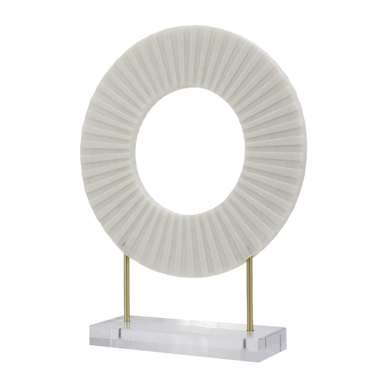 Sagebrook Home's Stunning 18" Gabella Statuary Chic White Resin, Acrylic Accent, Iron Base Decorative Object - 14" x 4" x 18"