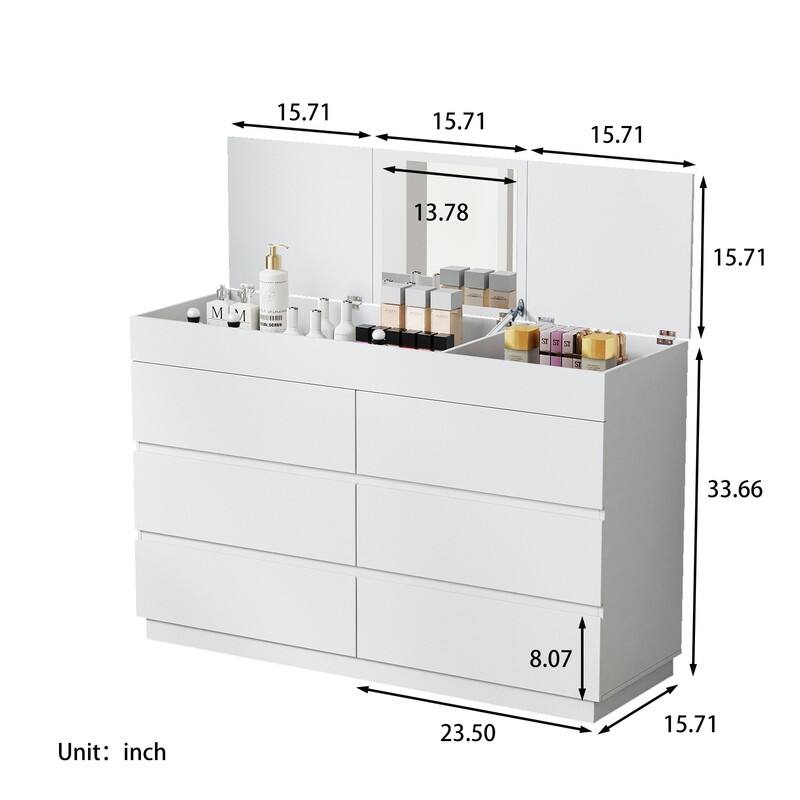 6-Drawer Dresser With Mirror P2 12MM Particleboard With Melamine 47.22"W