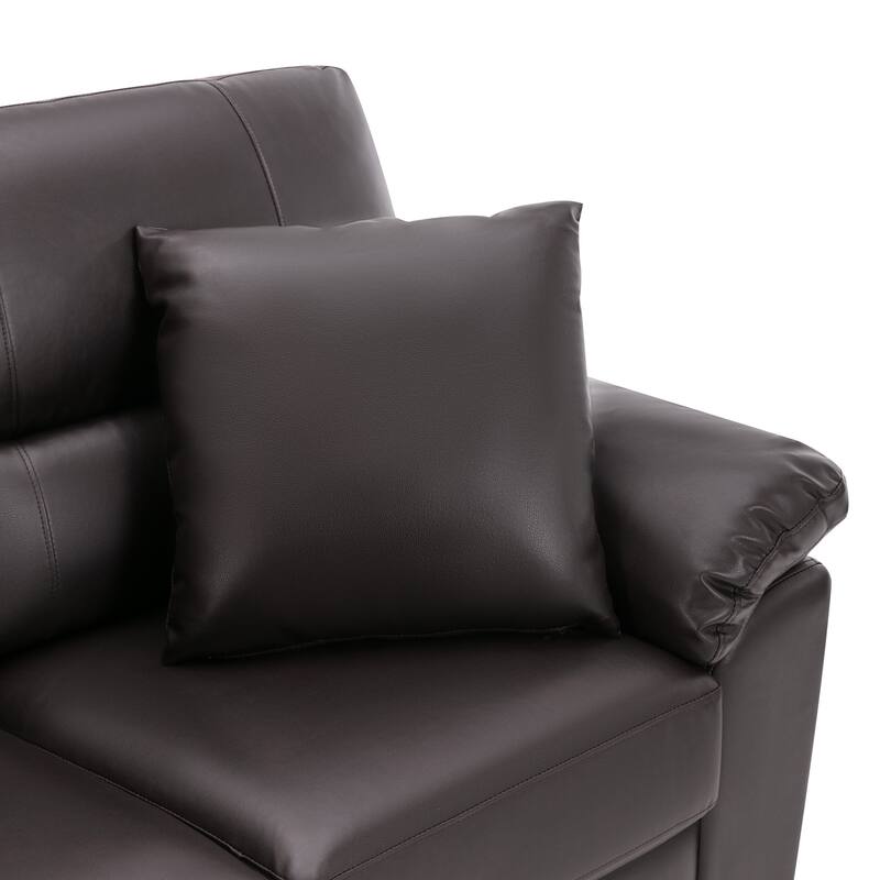 Morden Fort Upholstered Living Room Set, 2 Pieces, Faux Leather Chair, Sofa
