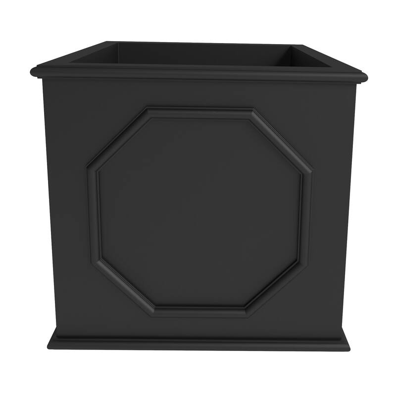 Sprout Handcrafted Square Fiberstone Garden Planter, Durable Weatherproof Plant Pot with Drainage for Outdoor Landscaping