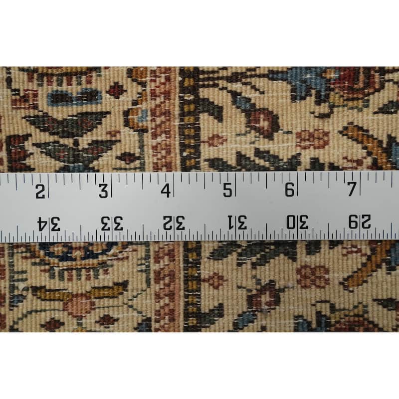 Hand Knotted Oriental 100% Wool Carpet Traditional All-Over Beige & Ivories Qum Area Rug - 10' 6'' X 8' 1''