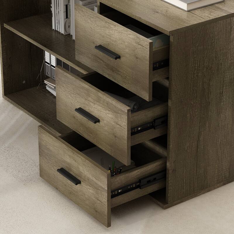 55-inch Timechee L-shaped Storage Computer Desk