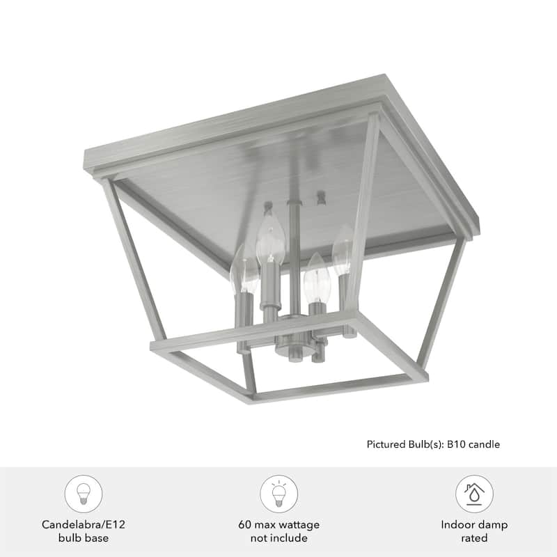 Hunter Laurel Ridge 4-Light Flush Mount Ceiling Light - Entry, Hallyway, Bathroom - Modern Farmhouse, Industrial - Damp Rated!