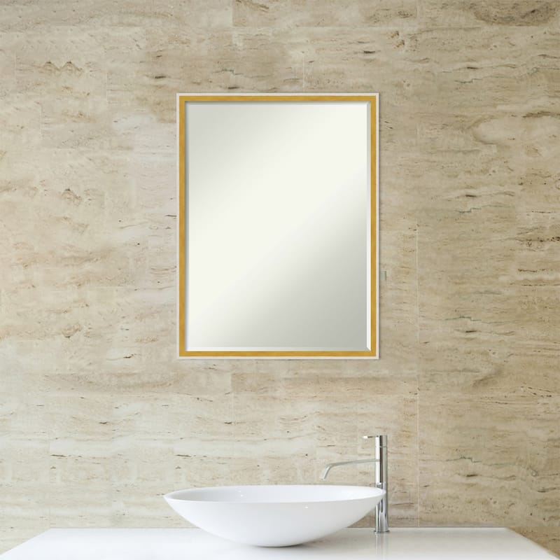 Paige Half-Inch-Bevel Wood Framed Bathroom Vanity Wall Mirror - Glass Size 18x24