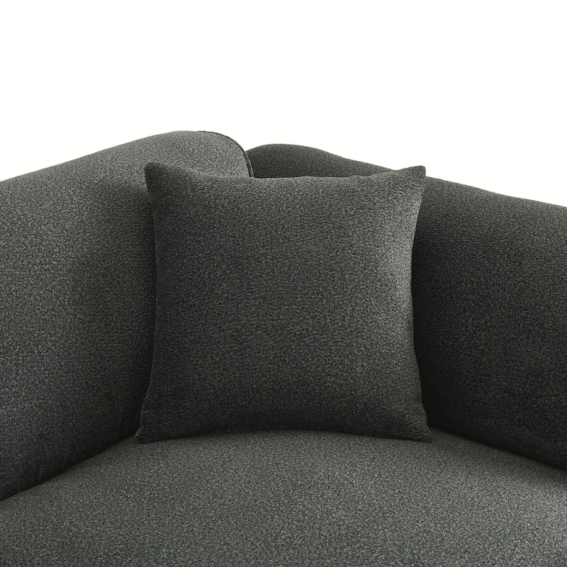 Double-Needle Cut Velvet Sofa, 4-Seater With Pure Sponge Seat Cushions And A Detachable Footstool, Includes 3 Throw Pillows