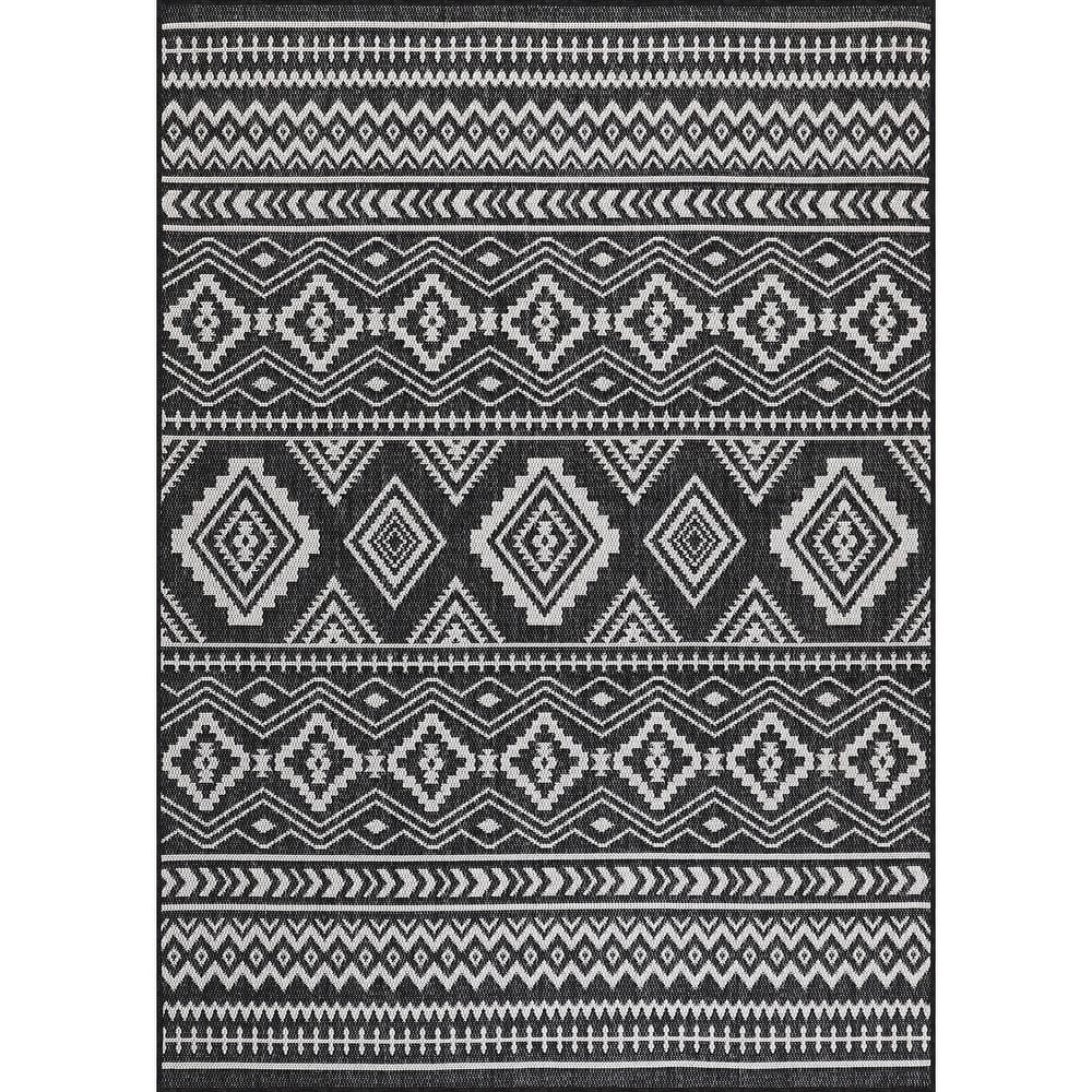Beverly Rug Black White Boho Moroccan Indoor Outdoor Area Rug for Patio, Deck, Porch