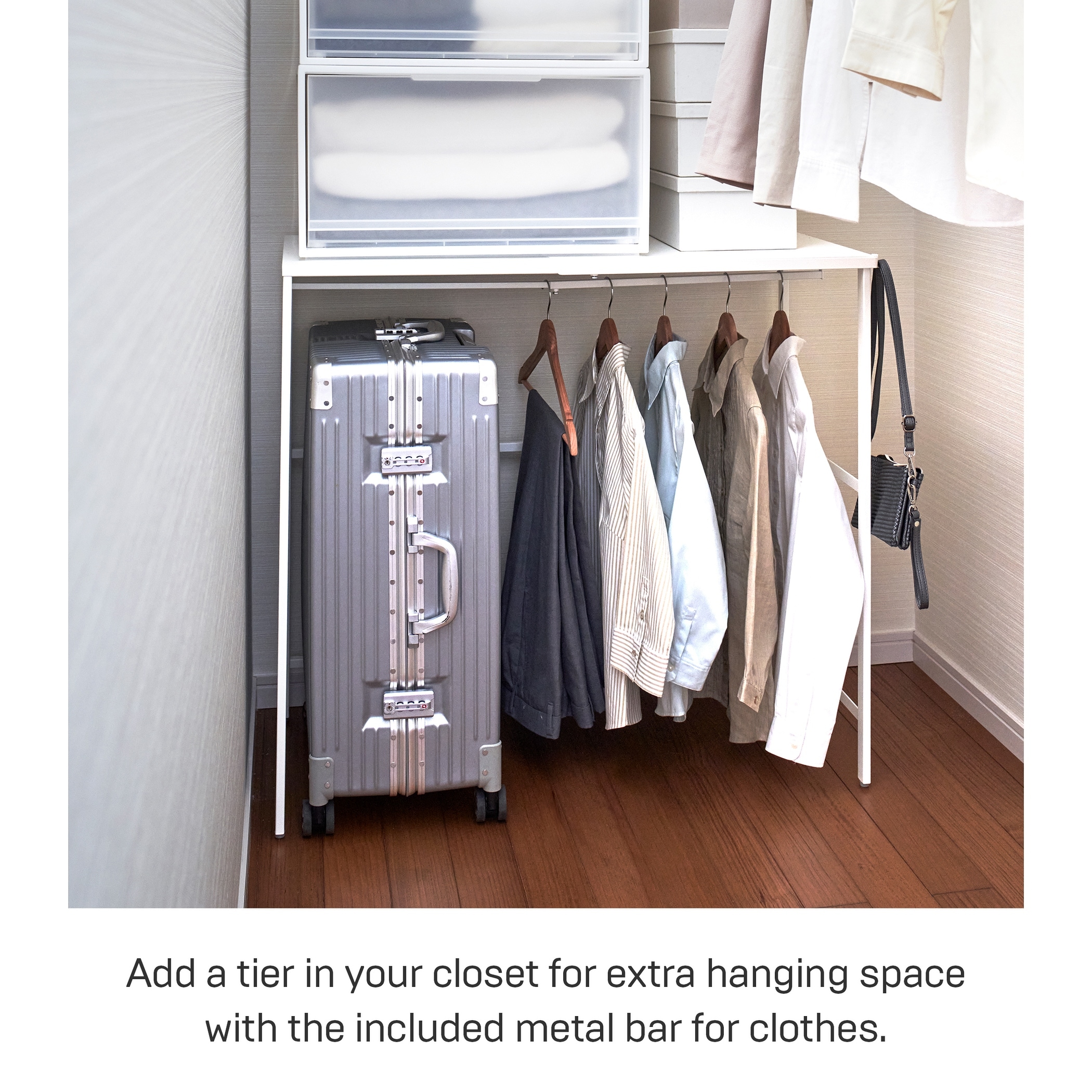 Yamazaki Home Expandable Suitcase Rack, Steel, Expandable - L 18.9