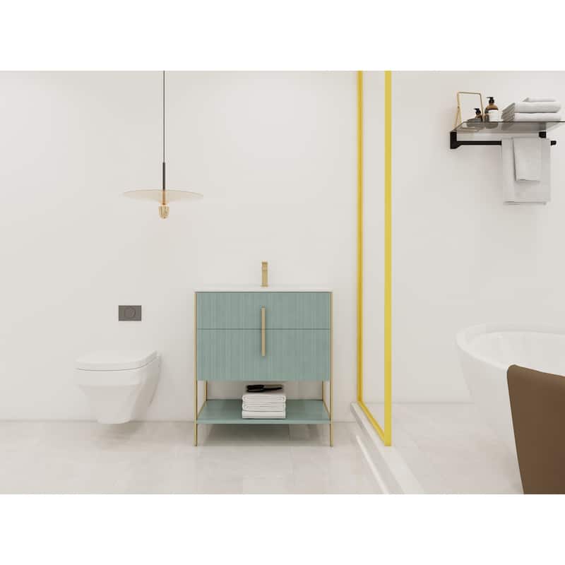 Fine Fixtures Serenity Modern Bathroom Vanity with Black Sintered Stone Top