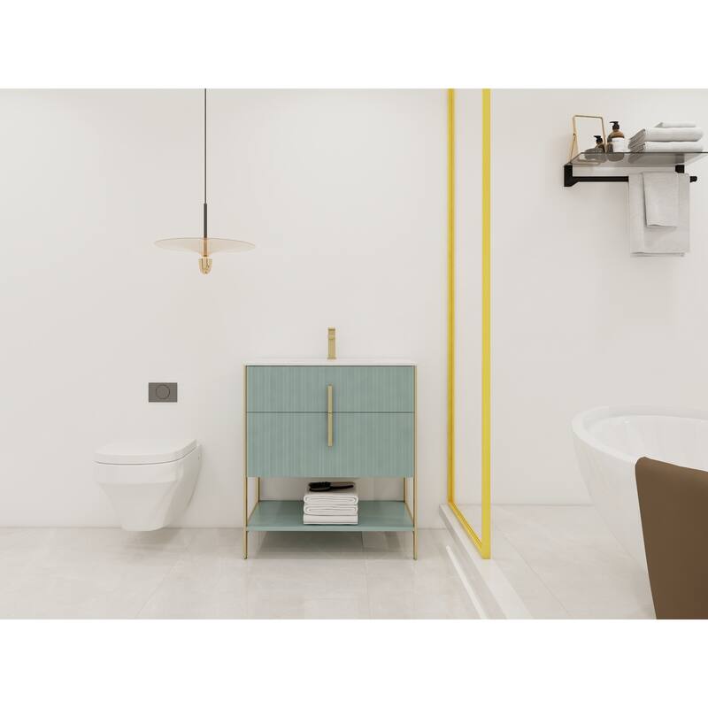 Fine Fixtures Serenity Modern Bathroom Vanity with White Stone Top