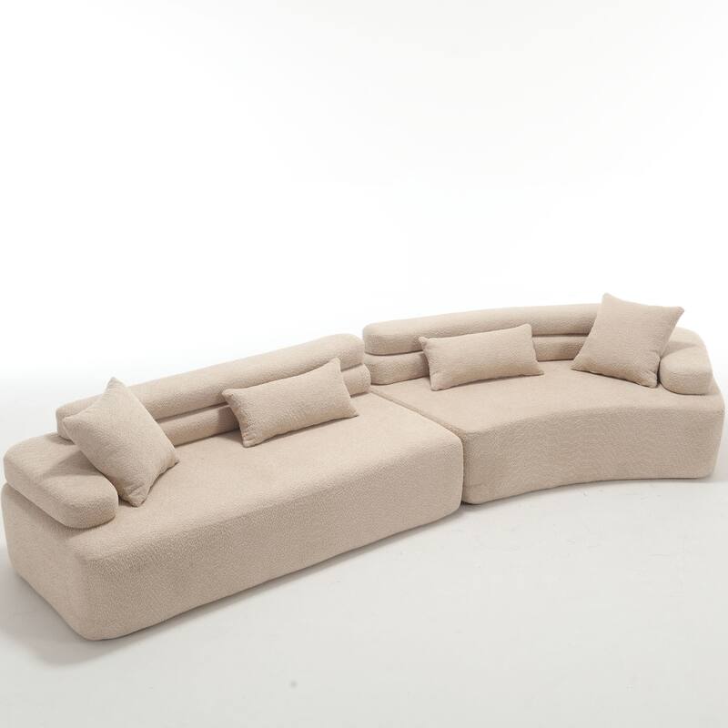 139" Boucle Curved Modular Sectional Sofa, No Assembly