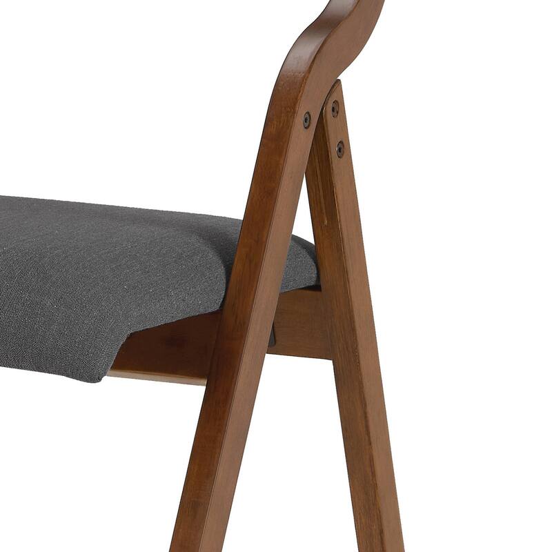 Set of 2 Dark Gray Fabric Dining Chair Wood Folding Chair Lounge Chair